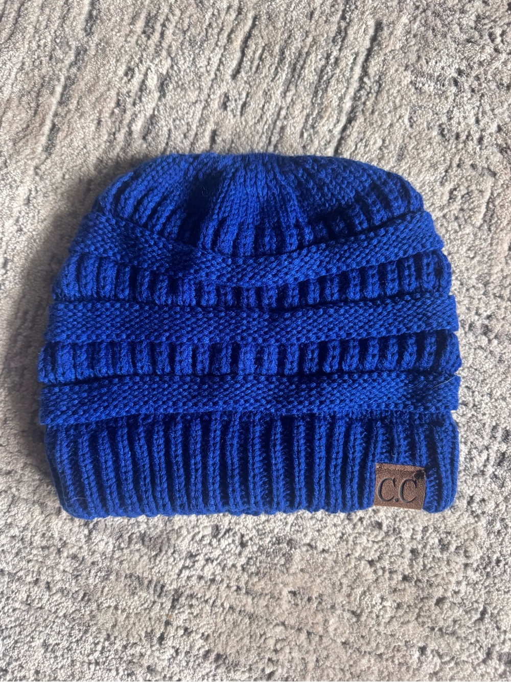 C.C Cobalt Ribbed Knit Beanie - Deep Blue